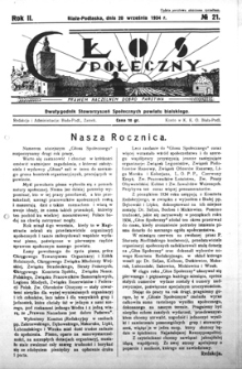 Głos Społeczny R. 2 (1934) nr 21