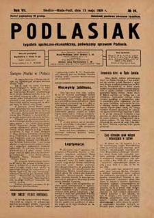 Podlasiak : tygodnik polityczno-społeczno-narodowy, poświęcony sprawom ludu podlaskiego R. 7 (1928) nr 20