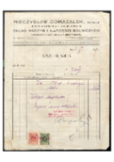 Rachunek : [Inc.:] Mieczysław Domagalski Skład Maszyn i Narzędzi Rolniczych Biała Podlaska ul. Kolejowa 5 [...]