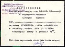 Zaproszenie: [Inc.:] Komitet Organizacyjny L.P.S.W. O/Renowacji w Międzyrzecu Podlaskim uprzejmie zaprasza [...] na zabawę sylwestrową...