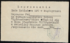 Zaproszenie: [Inc.:] Rada Zakładowa ZPD w Międzyrzecu zaprasza [...] na wewnątrzzakładową zabawę sylwestrową ...