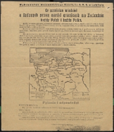 Druk ulotny : Co powinien wiedzieć o żądanych przez naród granicach na Zachodzie każdy Polak i każda Polka. [Inc.:] Dzięki naszemu sojuszowi z bratnimi narodami Związku Radzieckiego, dzięki słusznej polityce obozu demokracji polskiej, wojska Polskie stanęły twardą nogą na Odrą, Nissą Łużycką, nad Bałtykiem, i tam wbiliśmy nasze słupy graniczne