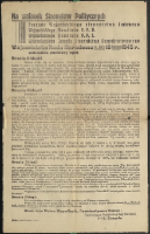Afisz : Bracia Chłopi! [Inc.:] Wojna zbliża się ku końcowi. Obok wielkich naszych Sojuszników i my, Polacy wygrywamy tę wojnę z Niemcami [...]