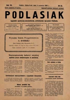 Podlasiak : tygodnik polityczno-społeczno-narodowy, poświęcony sprawom ludu podlaskiego R. 7 (1928) nr 23