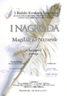 Dyplom: [Inc.:] I Bialski Konkurs Literacki [...]
