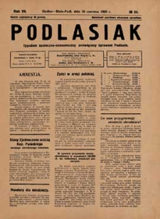 Podlasiak : tygodnik polityczno-społeczno-narodowy, poświęcony sprawom ludu podlaskiego R. 7 (1928) nr 24