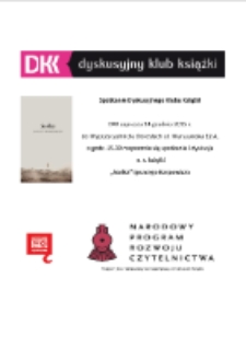 Plakat : [Inc.:] Dyskusyjny Klub Książki zaprasza do Wypożyczalni dla Dorosłych MBP w Białej Podlaskiej na spotkanie dot. książki "Sońka" Ignacego Karpowicza