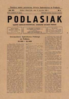 Podlasiak : tygodnik polityczno-społeczno-narodowy, poświęcony sprawom ludu podlaskiego R. 8 (1929) nr 3