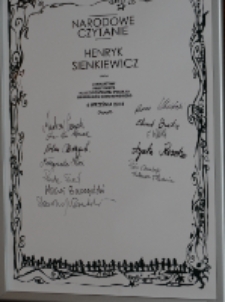 Narodowe czytanie fragmentów trylogii Henryka Sienkiewicza, 6.09.2014 r.[fotografie]