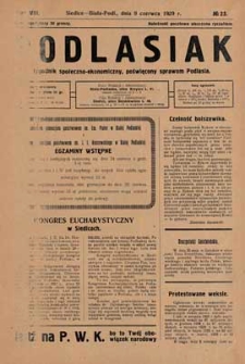Podlasiak : tygodnik polityczno-społeczno-narodowy, poświęcony sprawom ludu podlaskiego R. 8 (1929) nr 23