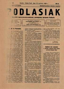 Podlasiak : tygodnik polityczno-społeczno-narodowy, poświęcony sprawom ludu podlaskiego R. 8 (1929) nr 24