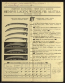 Cennik : [Inc.:] Pierwsza słowiańska firma kos i sierpów Henryk Laden, Wiedeń, Austrja , 1927