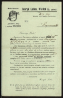 Rachunek : [Inc.:] Henryk Laden, Wiedeń, Austrja , 1927