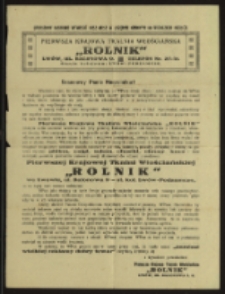 Ulotka : [Inc.:] Pierwsza Krajowa Tkalnia Włościańska "Rolnik", Lwów ul. Balonowa 9 [...]