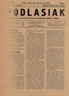 Podlasiak : tygodnik polityczno-społeczno-narodowy, poświęcony sprawom ludu podlaskiego R. 8 (1929) nr 28