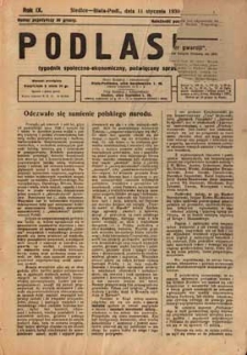Podlasiak : tygodnik polityczno-społeczno-narodowy, poświęcony sprawom ludu podlaskiego R. 9 (1930) nr 1-2