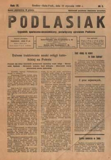 Podlasiak : tygodnik polityczno-społeczno-narodowy, poświęcony sprawom ludu podlaskiego R. 9 (1930) nr 3