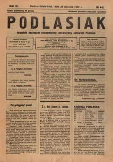 Podlasiak : tygodnik polityczno-społeczno-narodowy, poświęcony sprawom ludu podlaskiego R. 9 (1930) nr 4-5
