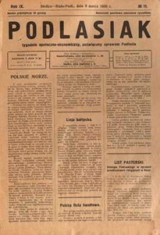 Podlasiak : tygodnik polityczno-społeczno-narodowy, poświęcony sprawom ludu podlaskiego R. 9 (1930) nr 11