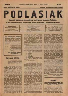 Podlasiak : tygodnik polityczno-społeczno-narodowy, poświęcony sprawom ludu podlaskiego R. 9 (1930) nr 28