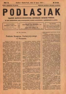 Podlasiak : tygodnik polityczno-społeczno-narodowy, poświęcony sprawom ludu podlaskiego R. 9 (1930) nr 29-30
