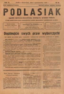 Podlasiak : tygodnik polityczno-społeczno-narodowy, poświęcony sprawom ludu podlaskiego R. 9 (1930) nr 40
