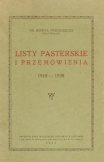 Listy pasterskie i przemówienia : 1918-1928