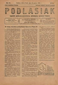 Podlasiak : tygodnik polityczno-społeczno-narodowy, poświęcony sprawom ludu podlaskiego R. 9 (1930) nr 12