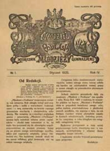 Młodzież z Podlasia : miesięcznik młodzieży gimnazjalnej w Białej Podlaskiej R. 4 (1925) nr 1