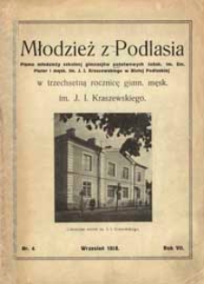Młodzież z Podlasia : miesięcznik młodzieży gimnazjalnej w Białej Podlaskiej R. 7 (1928) nr 4