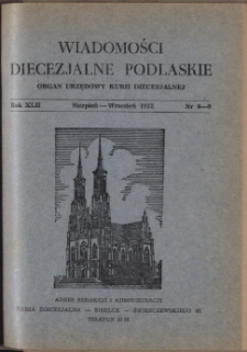 Wiadomości Diecezjalne Podlaskie R. 42 (1973) nr 8 - 9