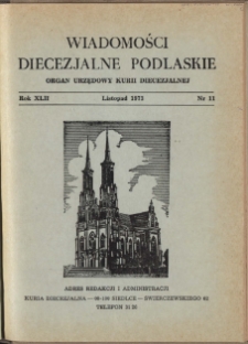 Wiadomości Diecezjalne Podlaskie R. 42 (1973) nr11