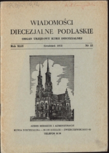 Wiadomości Diecezjalne Podlaskie R. 42 (1973) nr 12