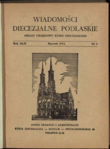 Wiadomości Diecezjalne Podlaskie R. 42 (1973) nr 1