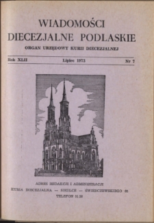 Wiadomości Diecezjalne Podlaskie R. 42 (1973) nr 7