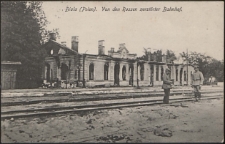 Biala, Von Den Russen zerstörte Bahnhof [pocztówka]