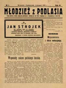 Młodzież z Podlasia : miesięcznik młodzieży gimnazjalnej w Białej Podlaskiej R. 11 (1932) nr 1
