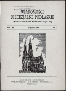 Wiadomości Diecezjalne Podlaskie R. 62 (1993) nr 1