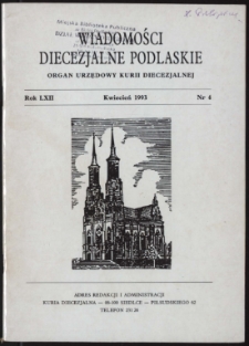 Wiadomości Diecezjalne Podlaskie R. 62 (1993) nr 4