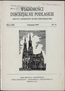 Wiadomości Diecezjalne Podlaskie R. 62 (1993) nr 11