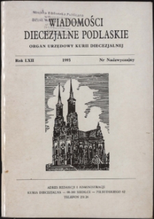 Wiadomości Diecezjalne Podlaskie R. 62 (1993) nr nadzwyczajny