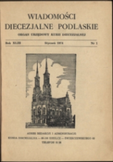 Wiadomości Diecezjalne Podlaskie R.43 (1974) nr 1