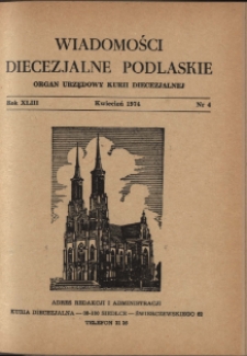 Wiadomości Diecezjalne Podlaskie R.43 (1974) nr 4