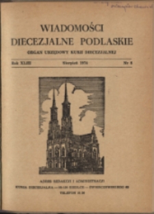 Wiadomości Diecezjalne Podlaskie R.43 (1974) nr 8