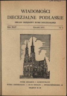 Wiadomości Diecezjalne Podlaskie R. 44 (1975) nr 1