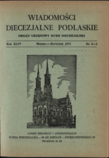 Wiadomości Diecezjalne Podlaskie R. 44 (1975) nr 3 - 4
