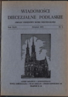 Wiadomości Diecezjalne Podlaskie R. 44 (1975) nr 8
