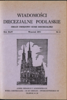 Wiadomości Diecezjalne Podlaskie R. 44 ( 1975) nr 9