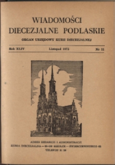 Wiadomości Diecezjalne Podlaskie R. 44 (1975) nr 11