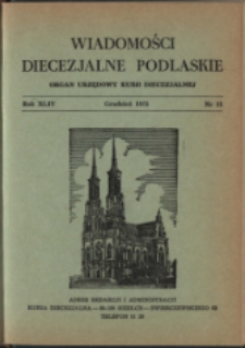 Wiadomości Diecezjalne Podlaskie R. 44 (1975 ) nr 12